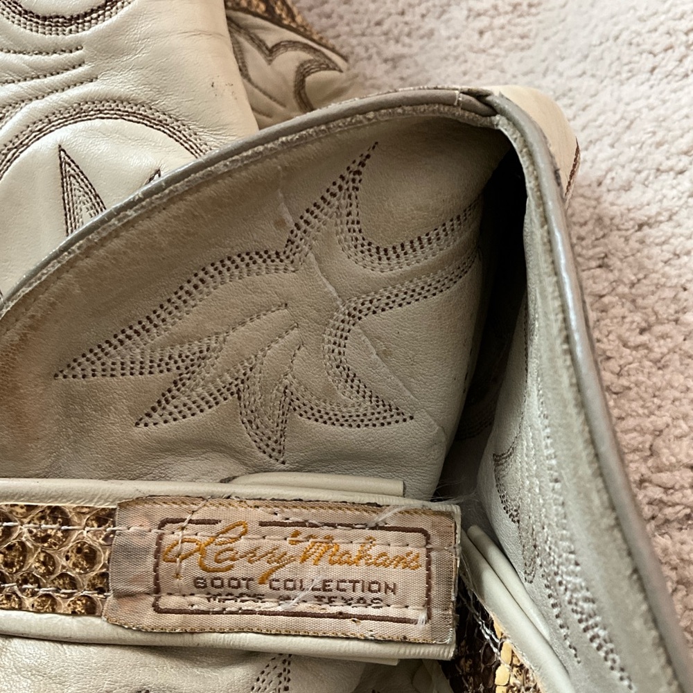 Vintage Larry Mahan Python Snake Leather Cowboy Western Boots, Womens 9.5 - 10 - Picture 8 of 11